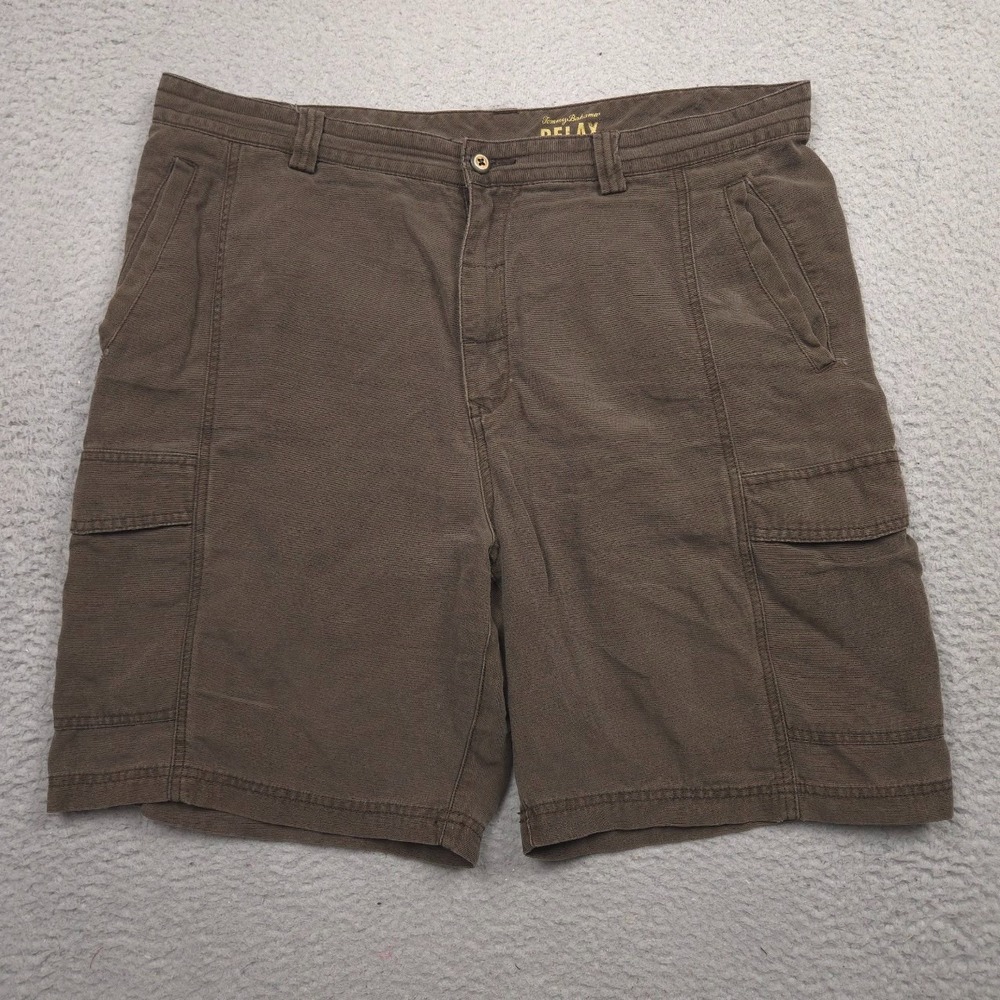 Tommy Bahama Key Grip Cargo Shorts Men 38 Tencel Cotton Brown 9" Inseam